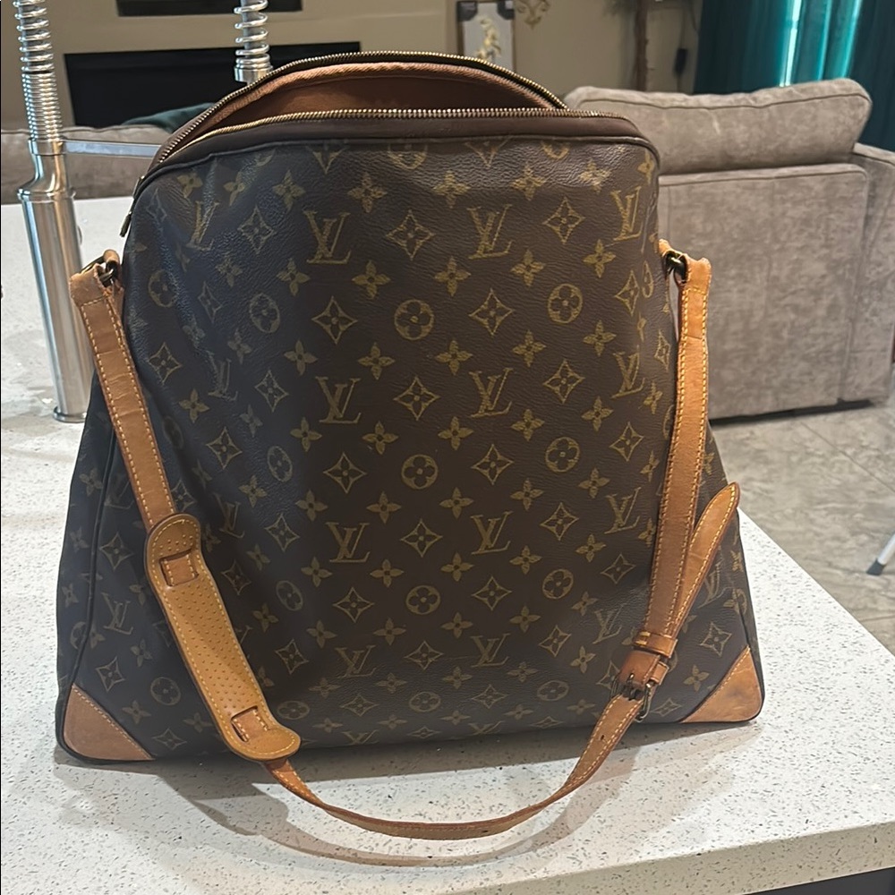 Louis Vuitton Brown Duffel Bag with Monogram Pattern
